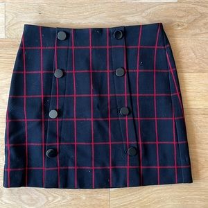 Black and red windowpane loft miniskirt